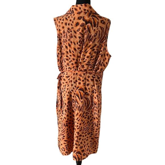 Street Fashion Women Leopard Print Wrap Dress 2X Sleeveless Belted Animal Print - Picture 2 of 8